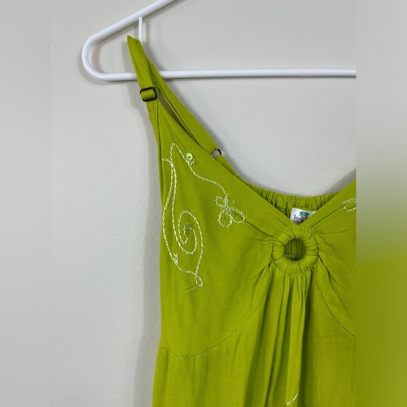 Iland Planet Miami Beach Elegant Green Embroidered Dress Straps Beach Size S/M? - Picture 6 of 16